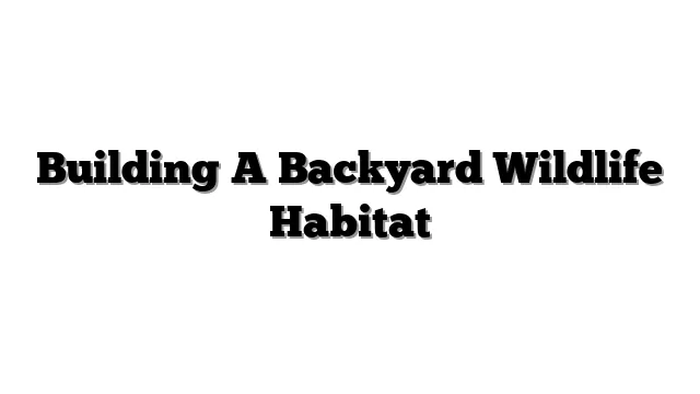 Building A Backyard Wildlife Habitat