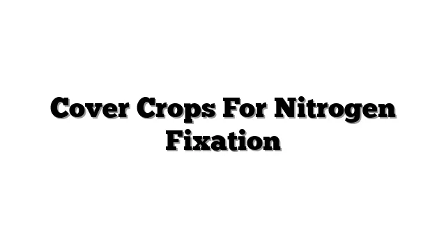 Cover Crops For Nitrogen Fixation