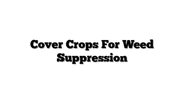 Cover Crops For Weed Suppression