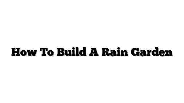 How To Build A Rain Garden
