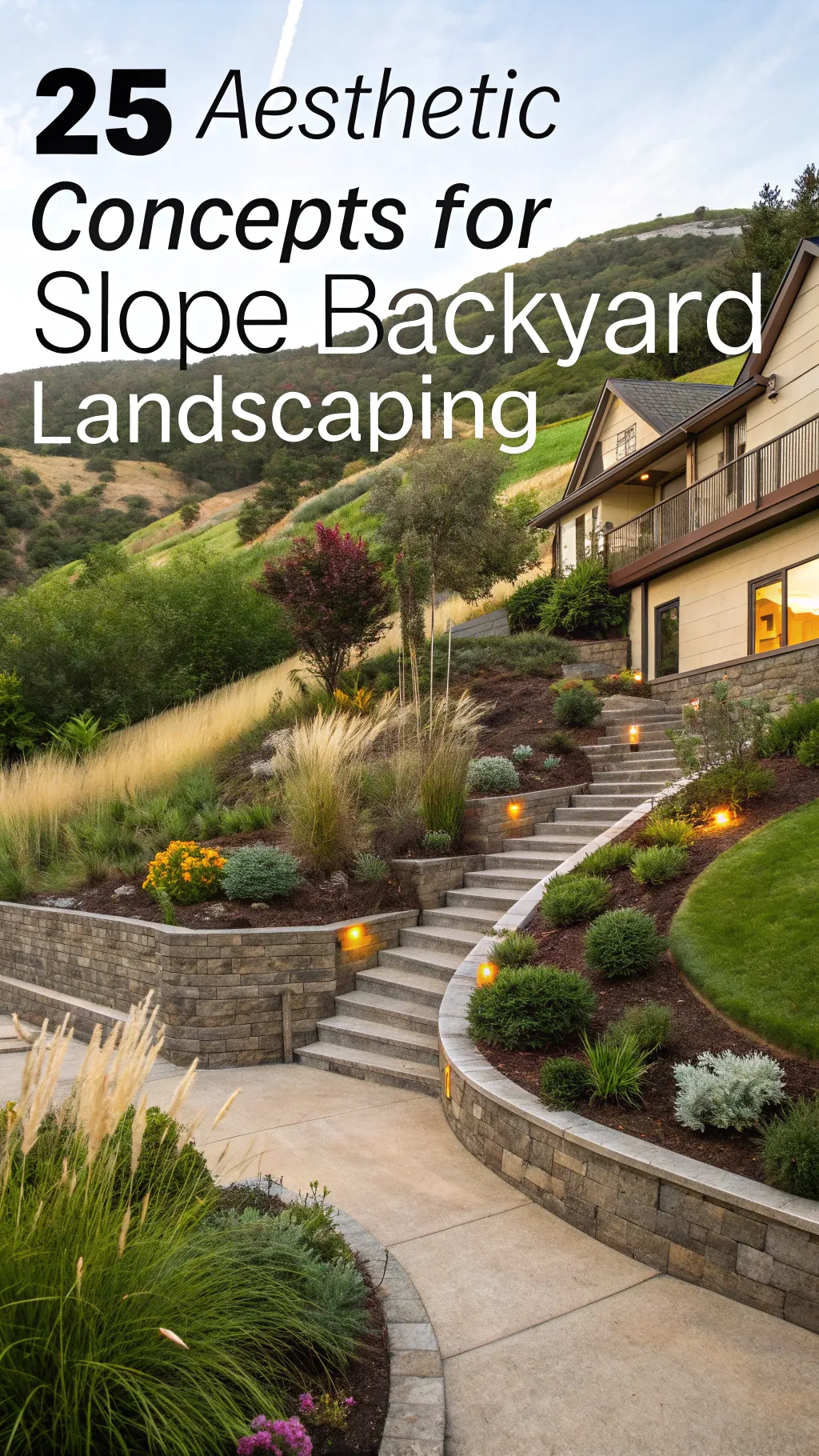 25 Aesthetic Concepts for Slope Backyard Landscaping