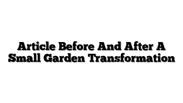 Article Before And After A Small Garden Transformation