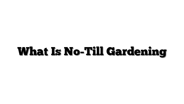 What Is No-Till Gardening
